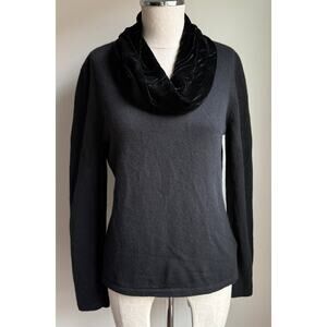 Lauren Ralph Lauren Black Wool Cashmere Silk Cowl Neck Sweater L